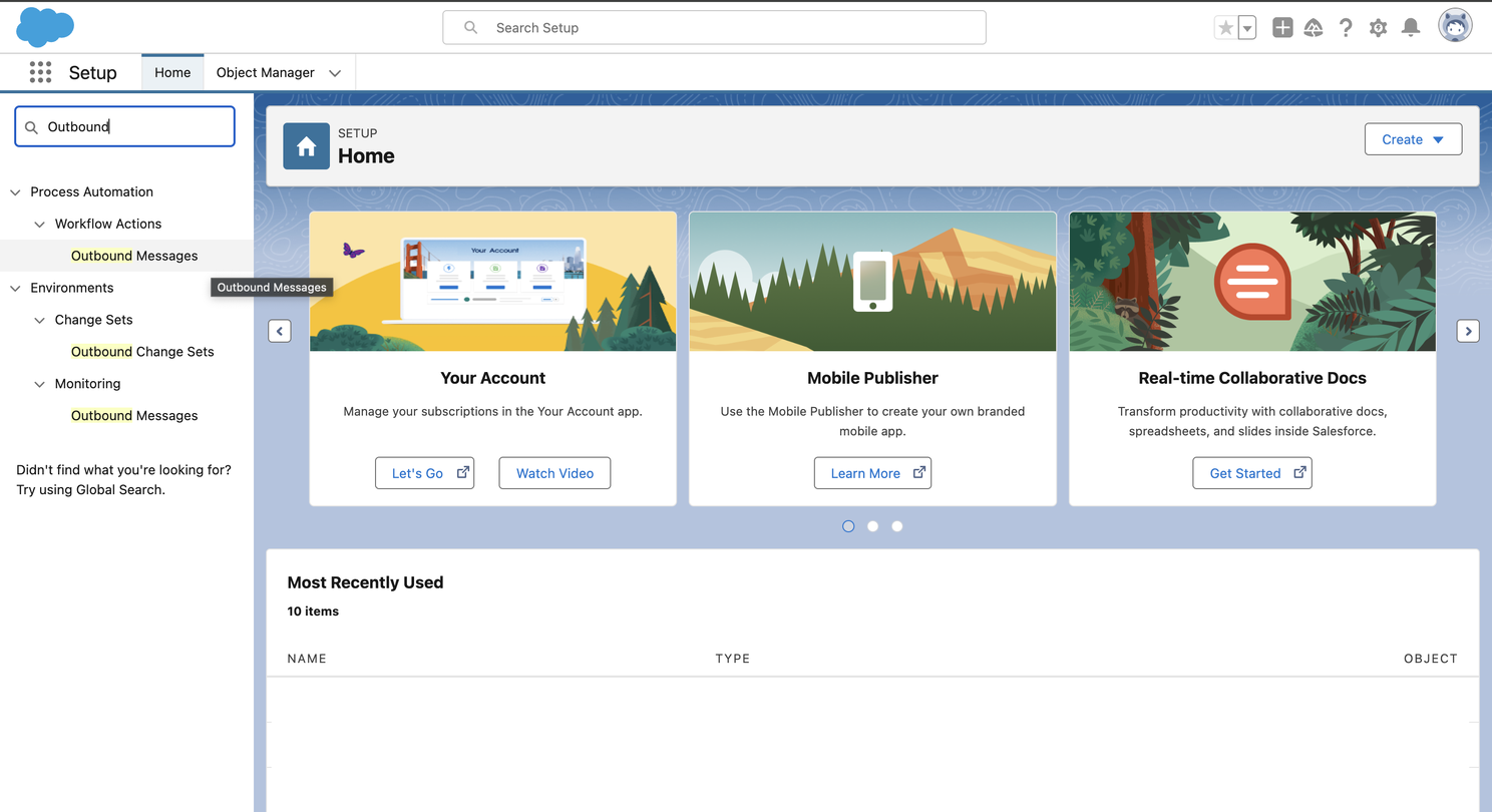 Find Outbound Messages in Quick Find