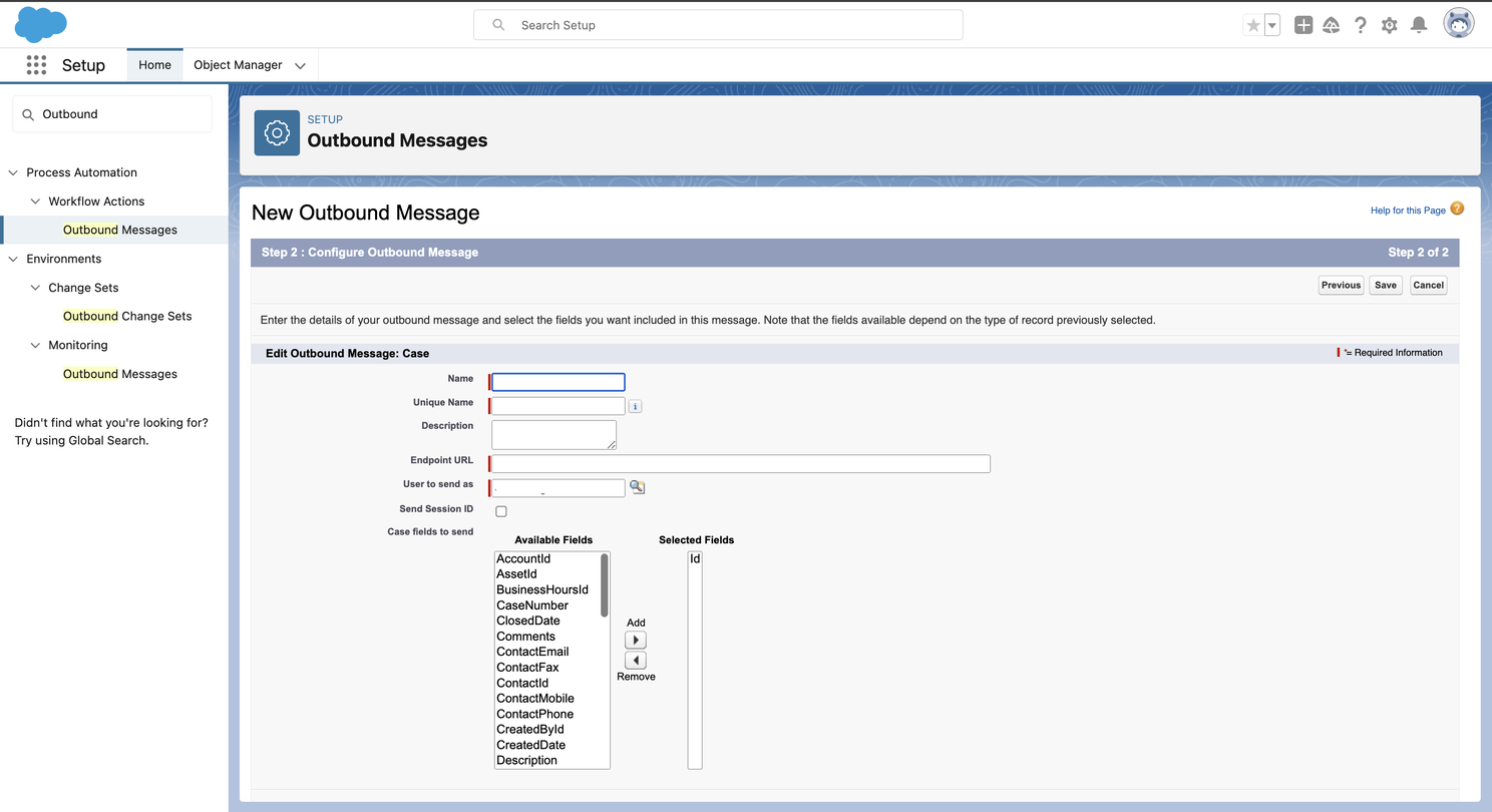 Select fields to send