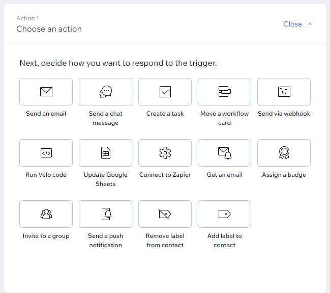 Choose Send via webhook