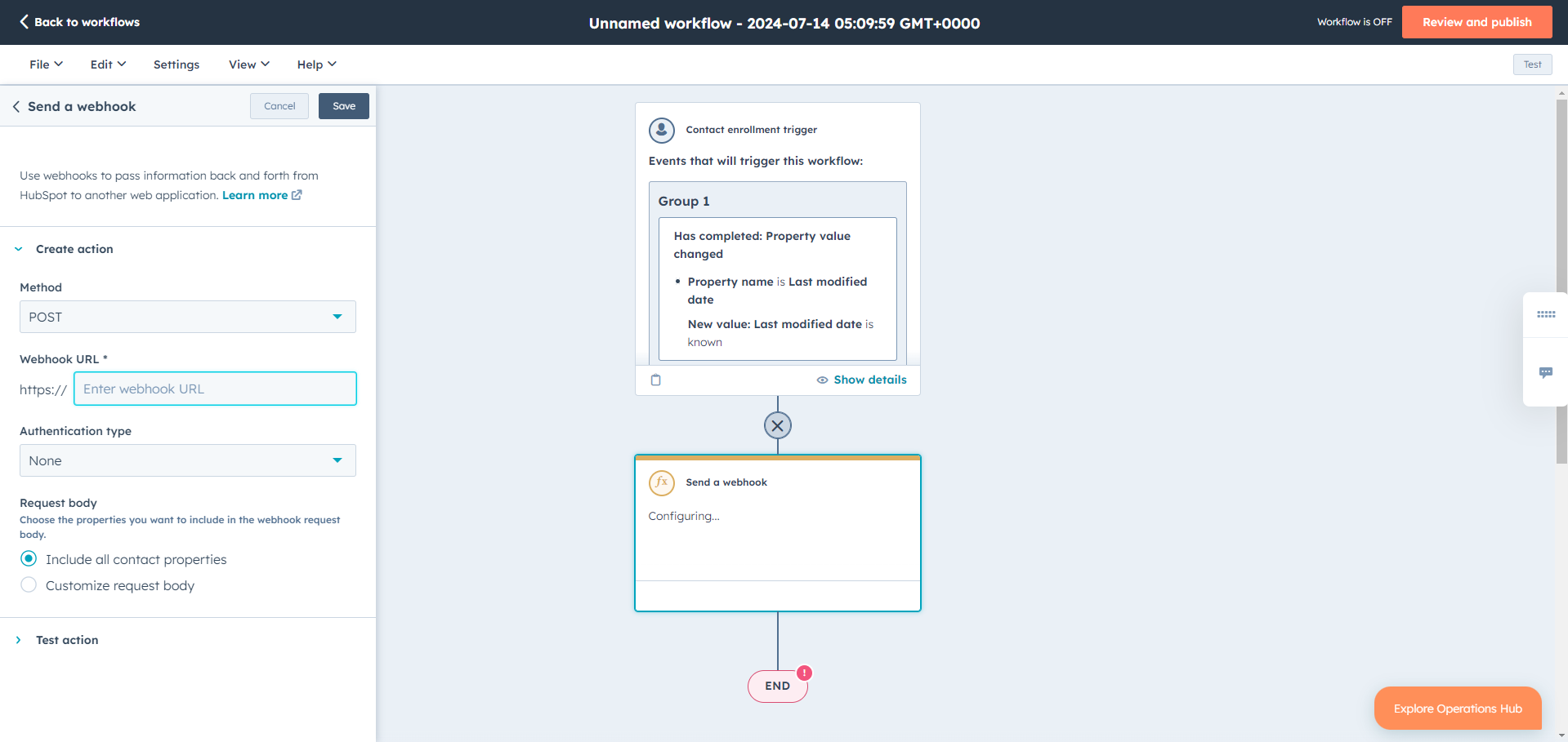 Enter the Webhook URL