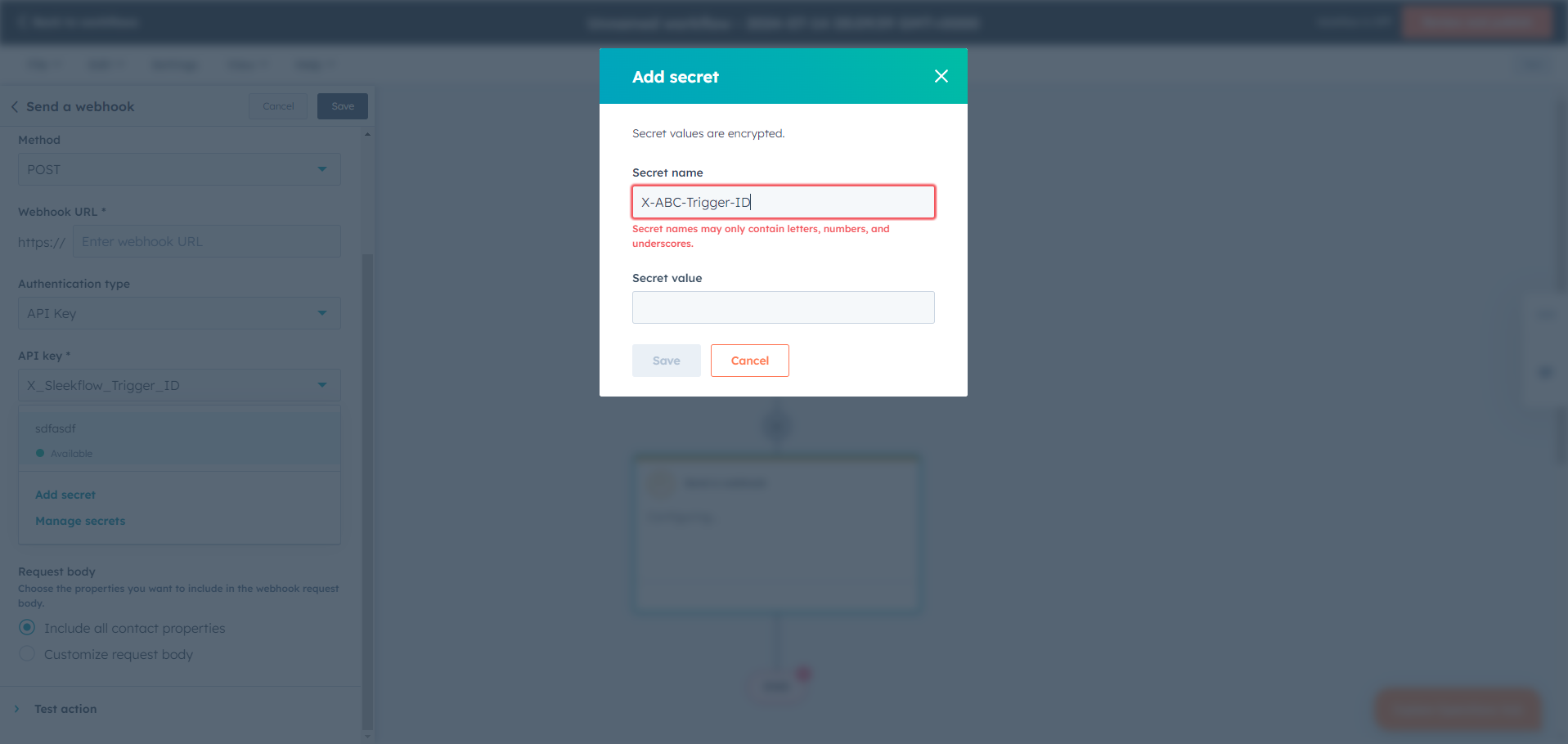 Authentication type API key